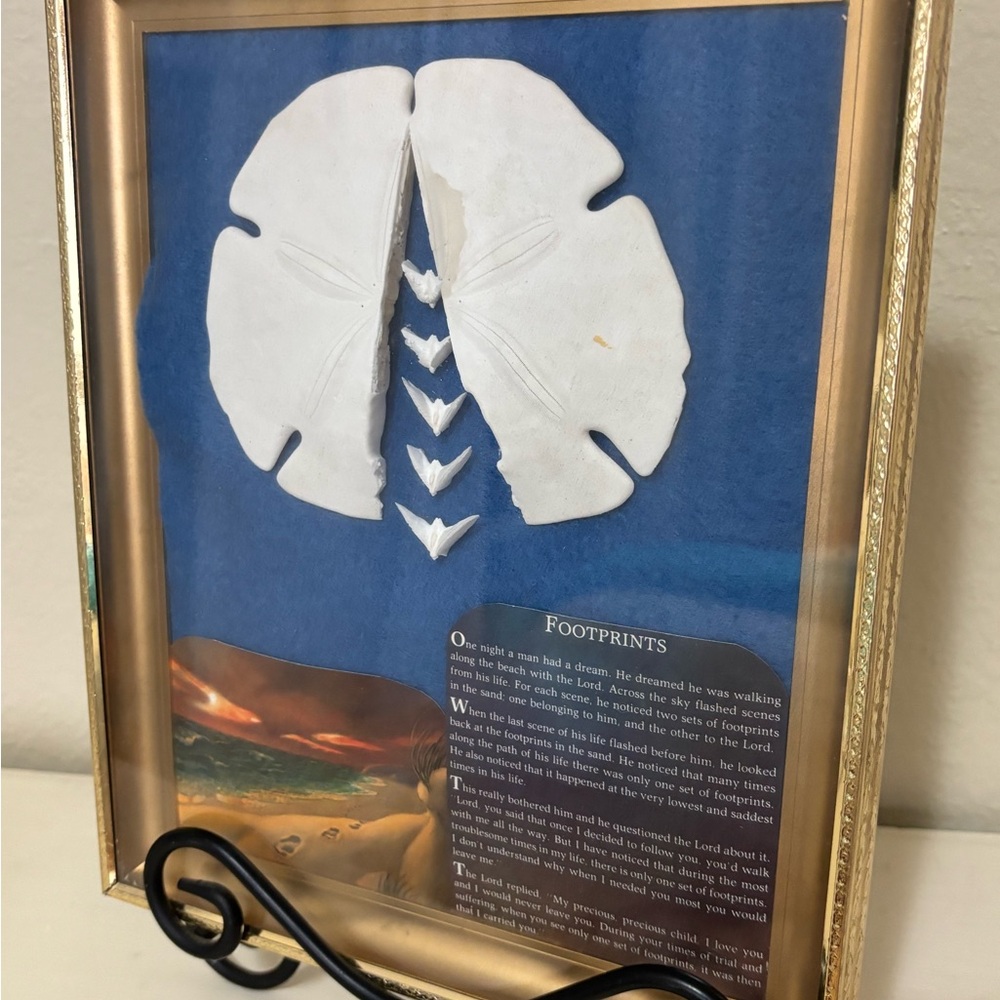 Gold Framed Sand Dollar Art Footprints Poem